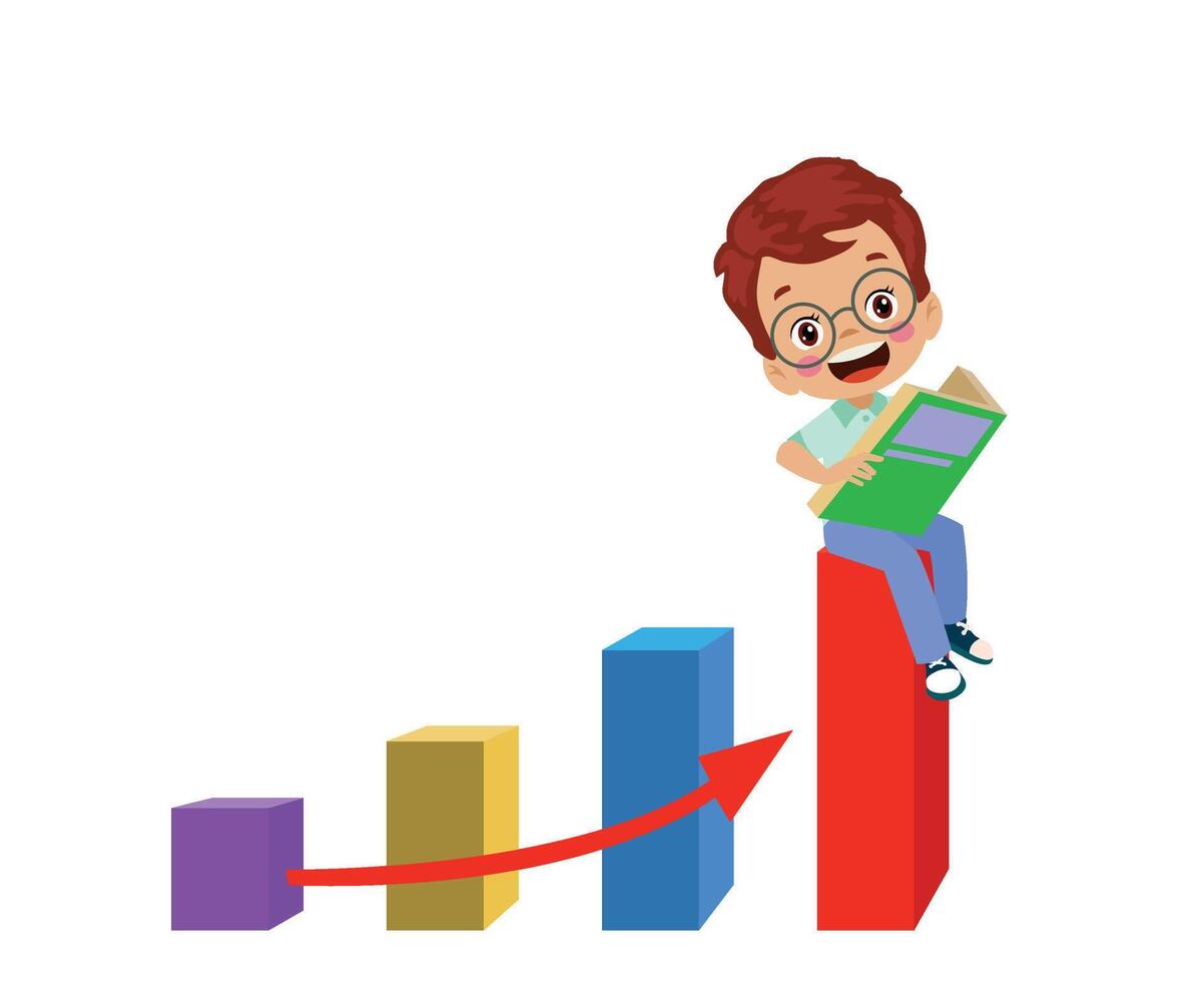 Kid Showing Bar Graph Pro vector