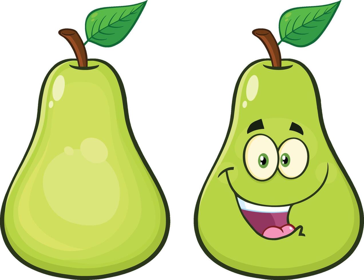 Funny Cartoon Pear Character Set with Different Expressions and Emotions vector