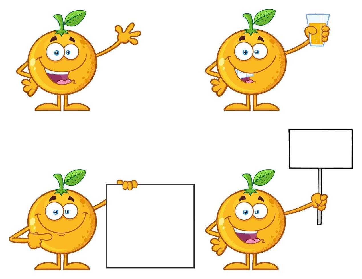 Cartoon-style happy orange character with cute expressions and healthy lifestyle activities vector