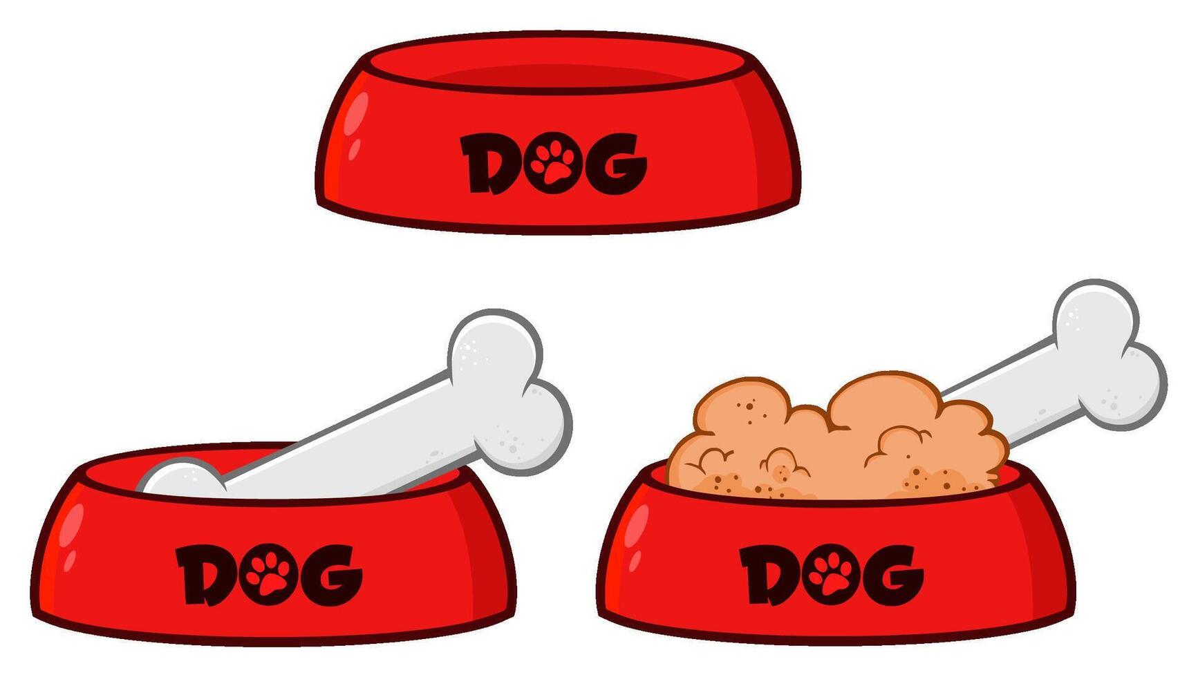 Cute and playful pet food bowls with dog bones vector
