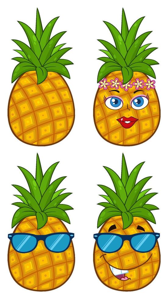 Pineapple with a Playful Look, Wearing Sunglasses and Expressing Summer Vibes vector