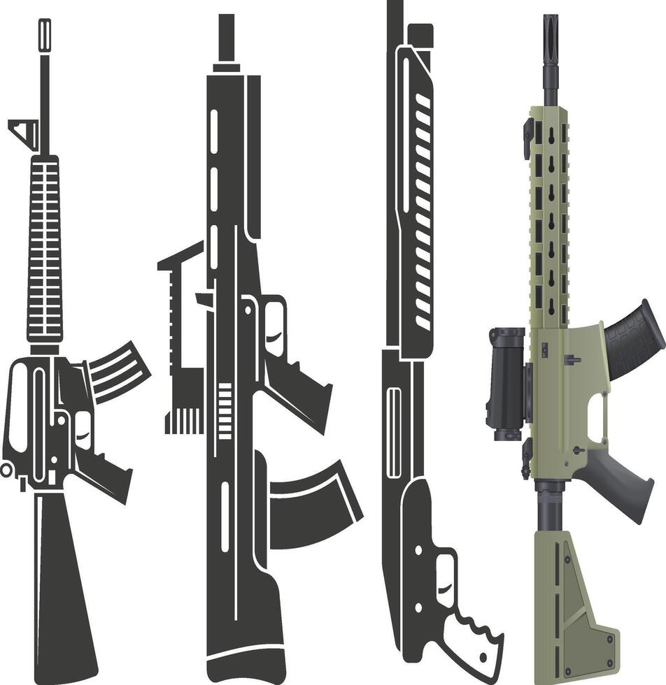 Rifle with Tactical Attachments vector