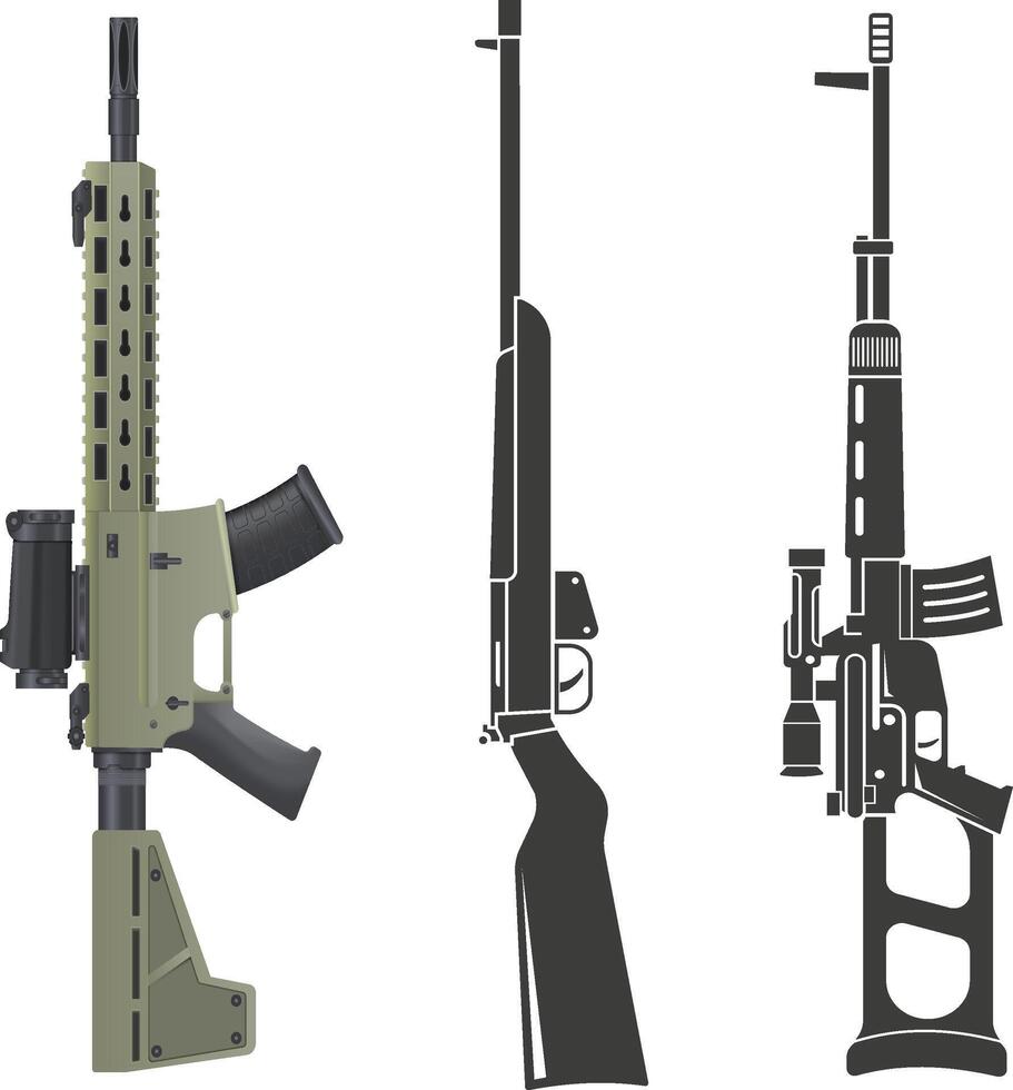 Gun and Rifle Silhouette Collection vector