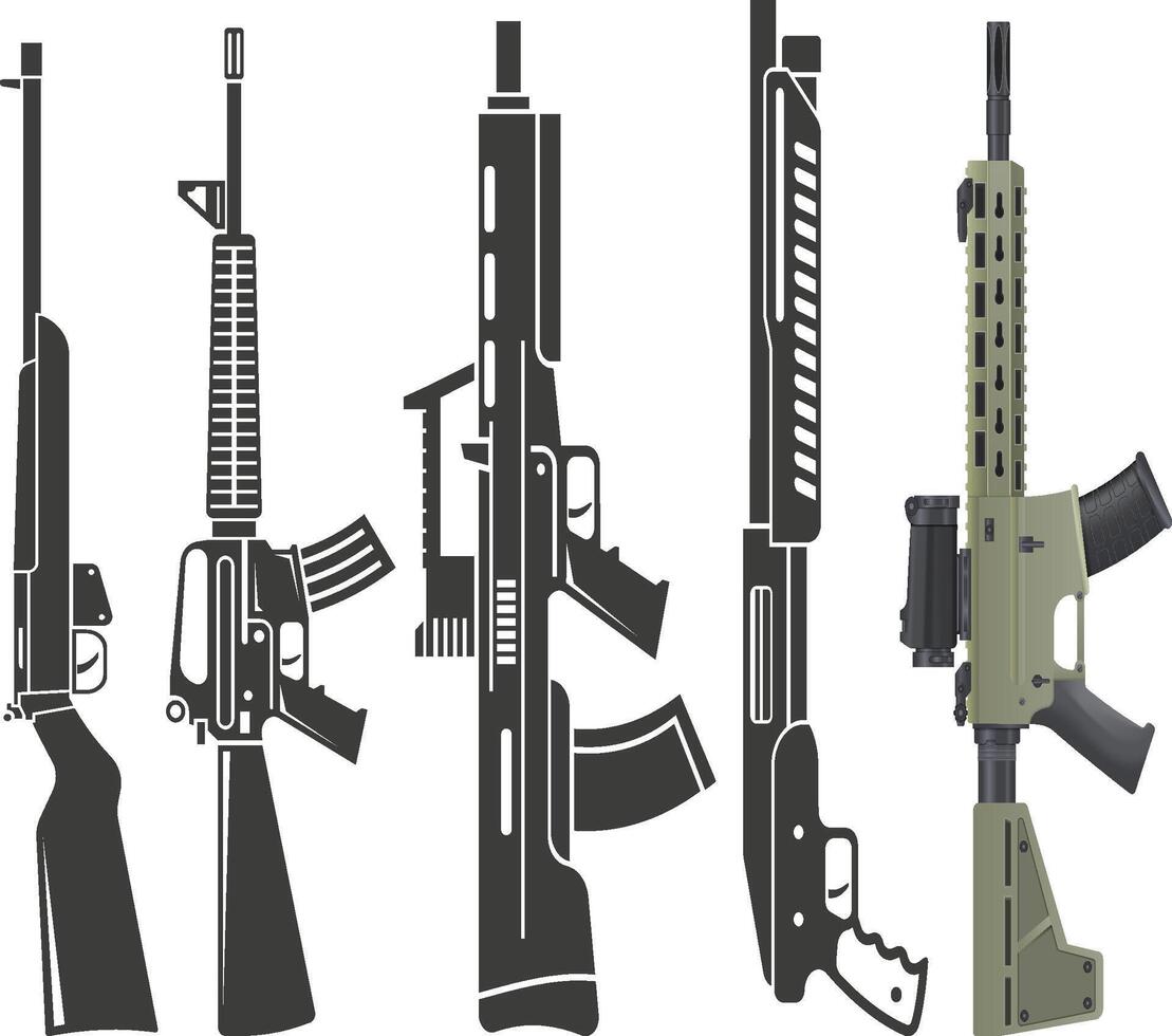 Army Rifle Silhouette Set vector