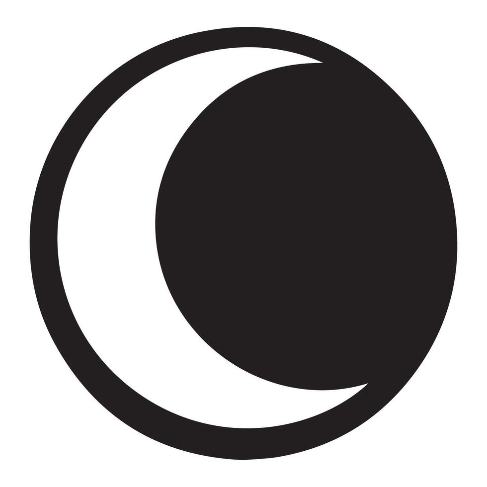 a black and white crescent with a white outline vector