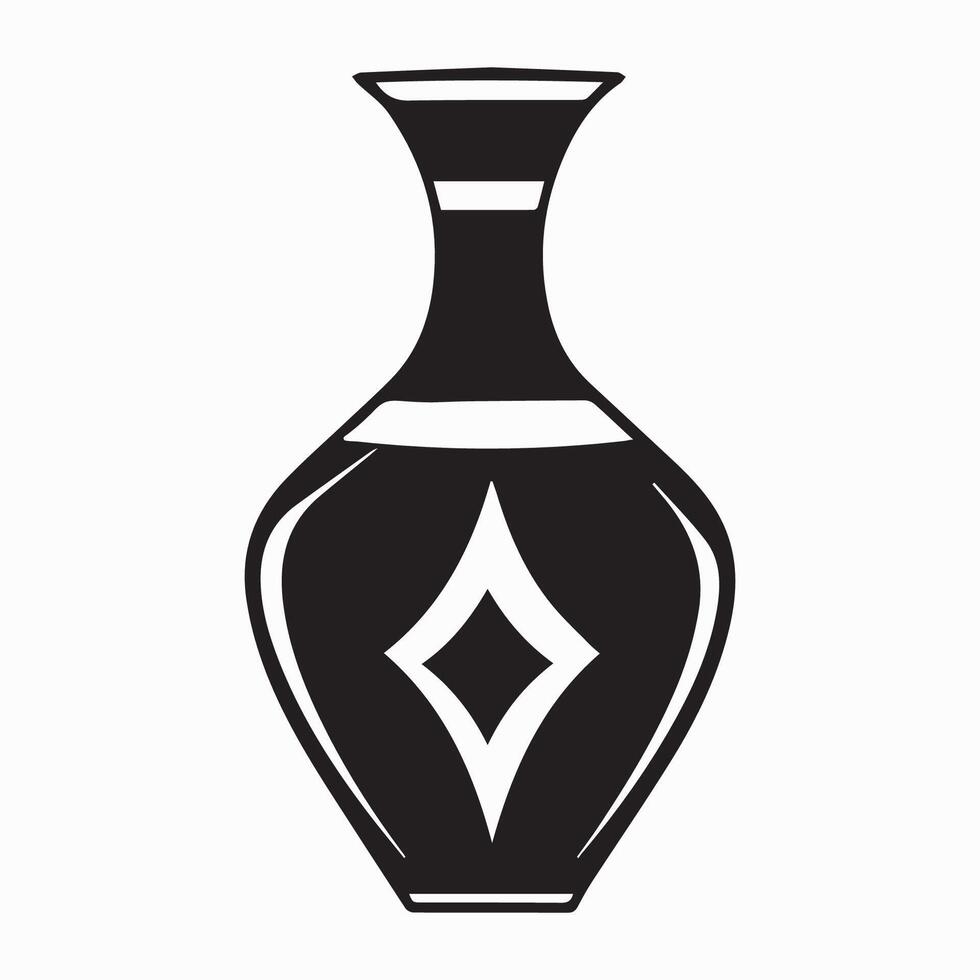 a black and white vase with a diamond pattern vector
