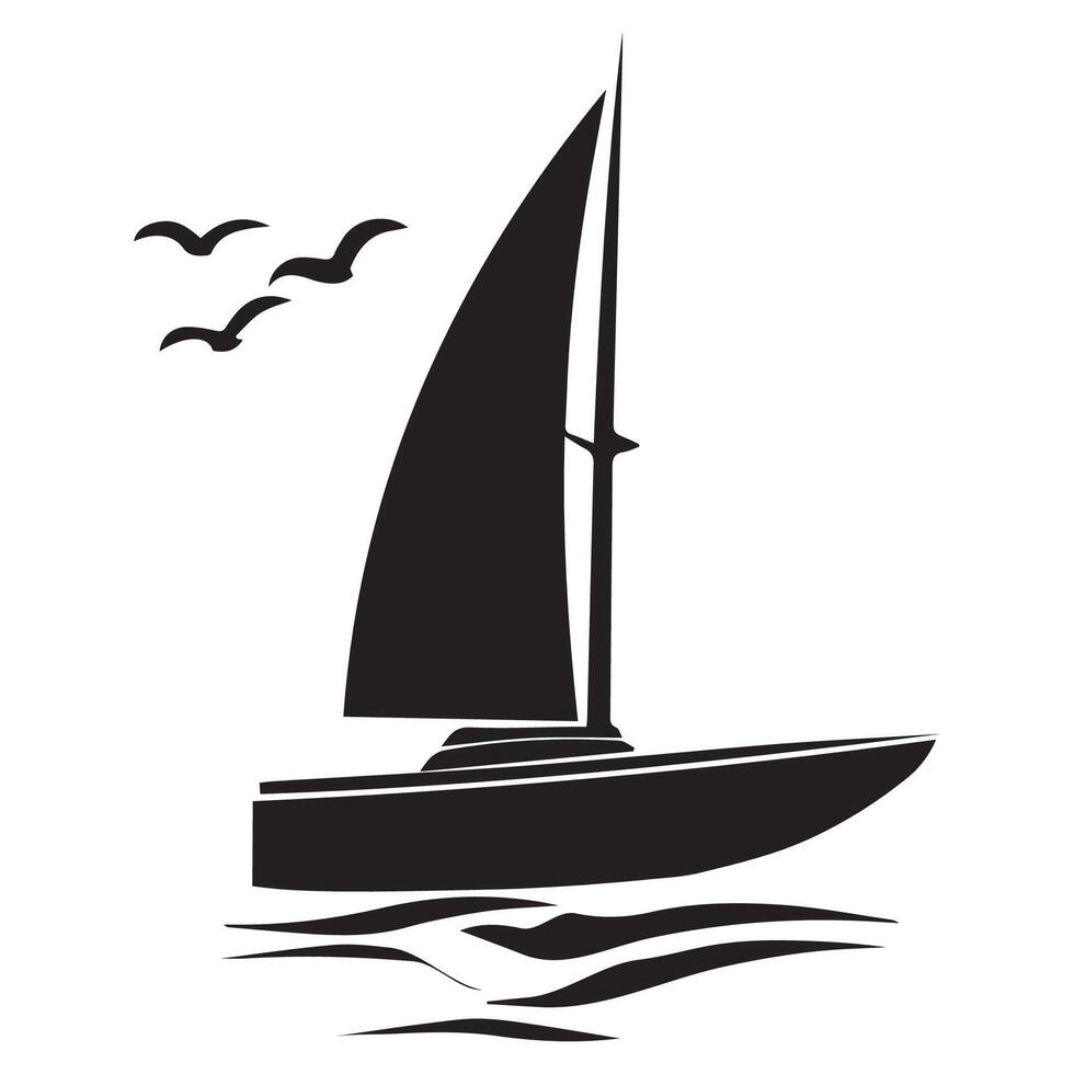 a sailboat with a bird flying above it vector