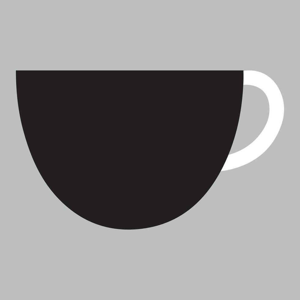 a black and white cup with a white handle vector