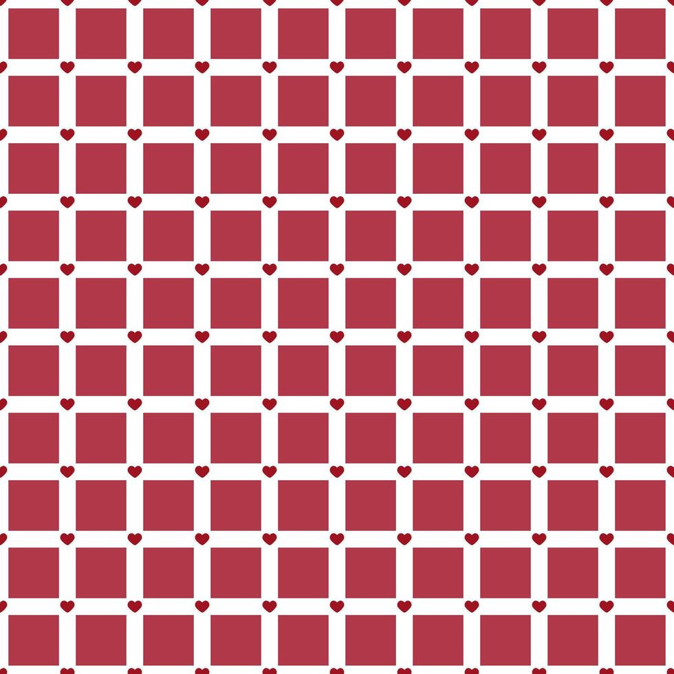 Geometric seamless pattern of squares and hearts in red and white vector
