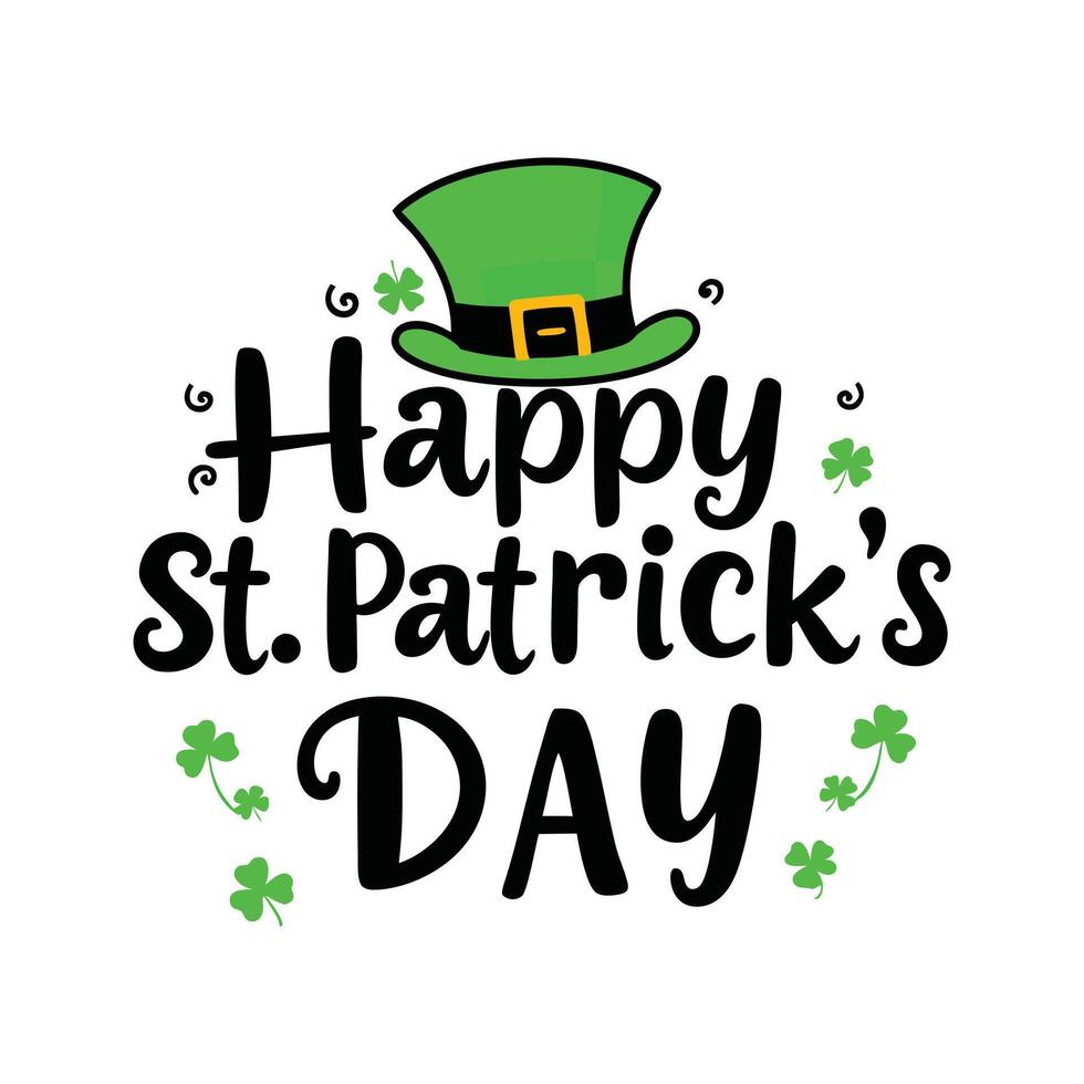 Happy St Patrick Day Celebration with Shamrocks and Hat vector