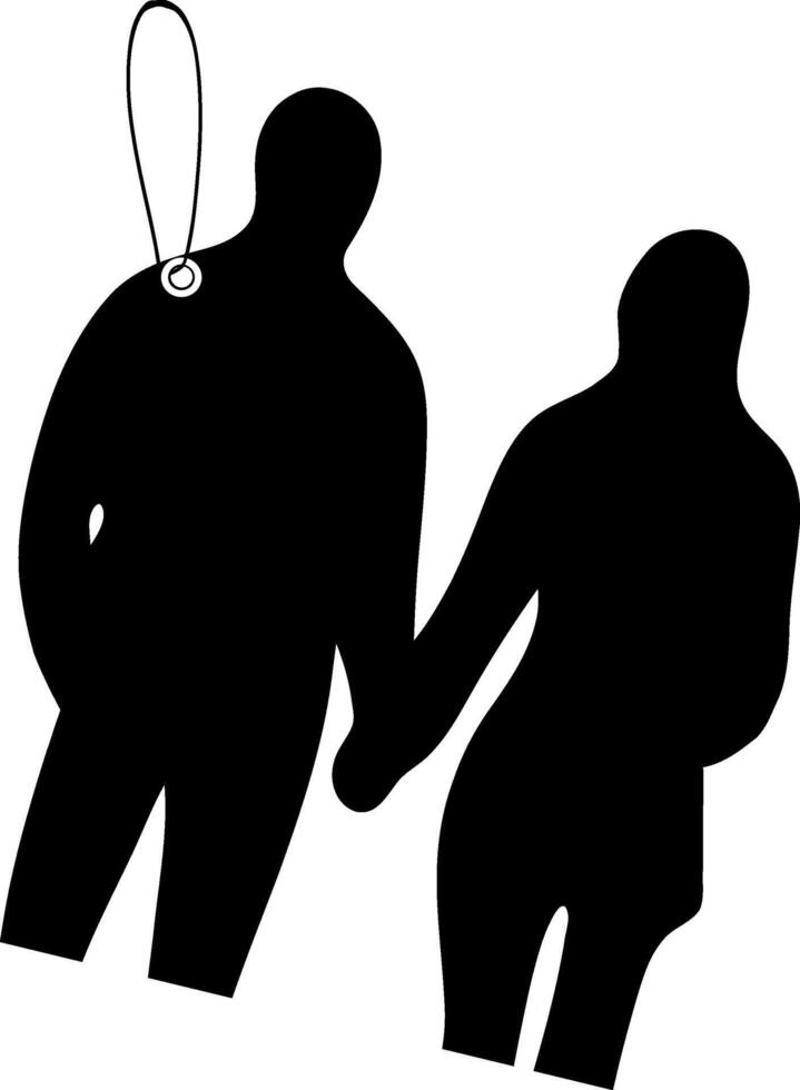 Silhouette of a couple holding hands, vector