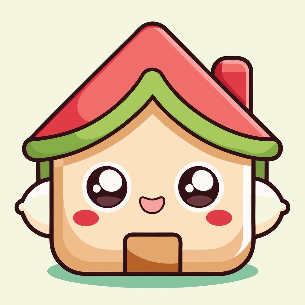 a cute little house with a red roof and green roof, vector