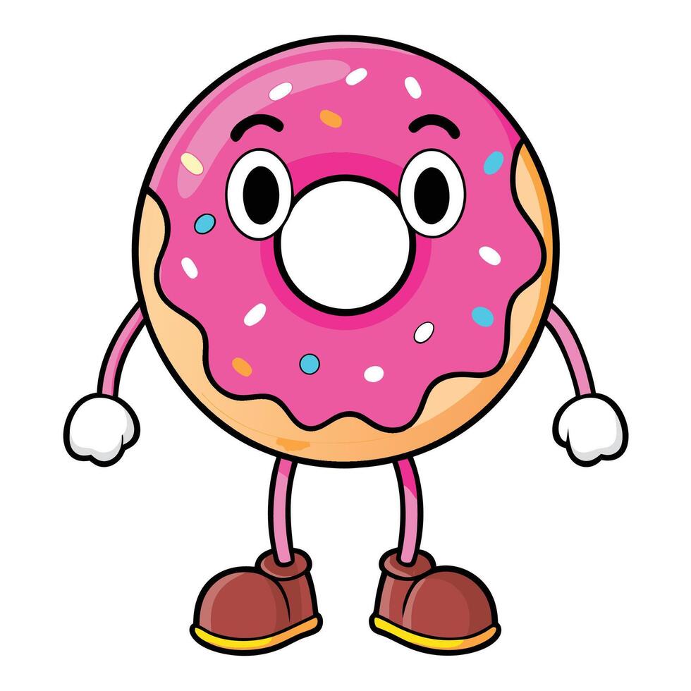 a cartoon donut character with white background arms and legs vector