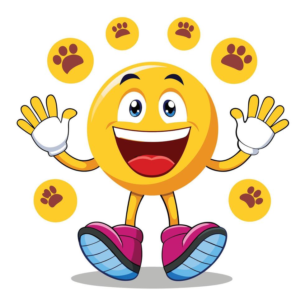 emoticon character with paws and paws on the ground vector
