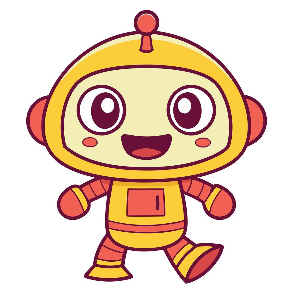 cute robot white background, illustration vector