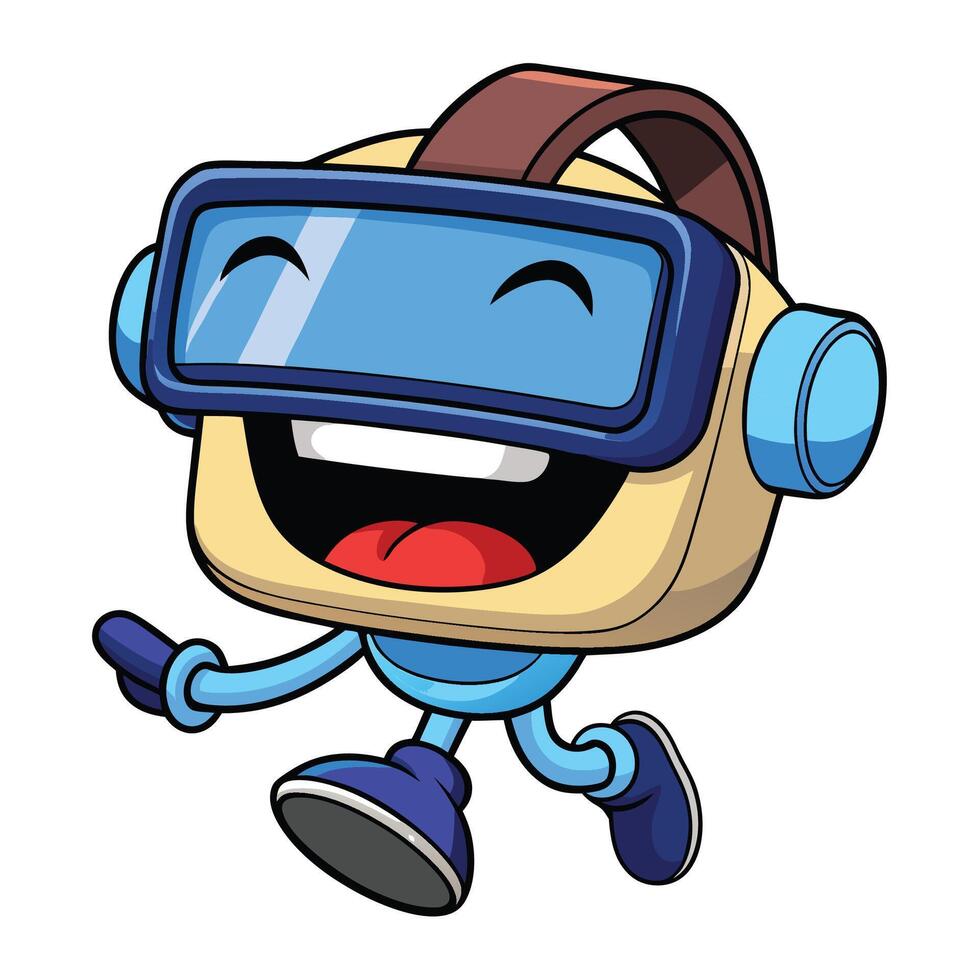 a cartoon character wearing a virtual reality headset, vector