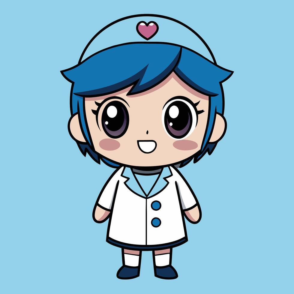 a cartoon character with blue eyes and a white coat vector