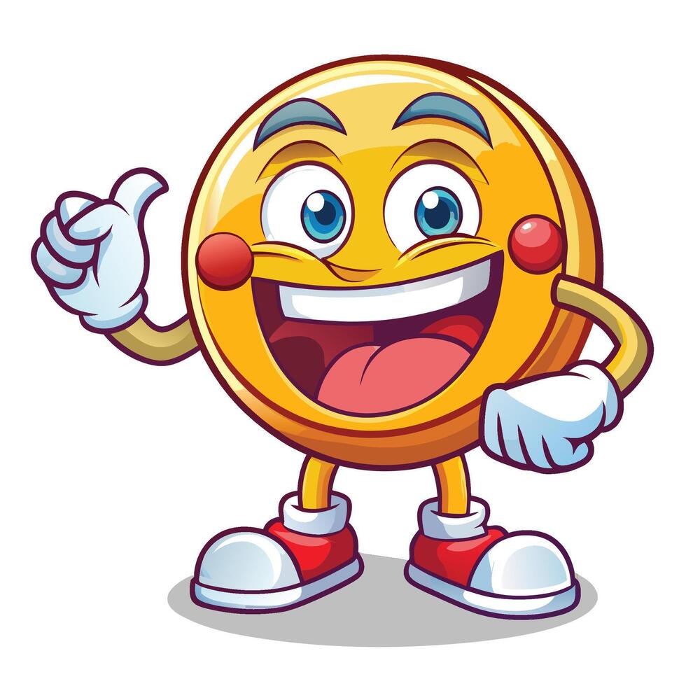 emoticon character giving thumbs up, vector