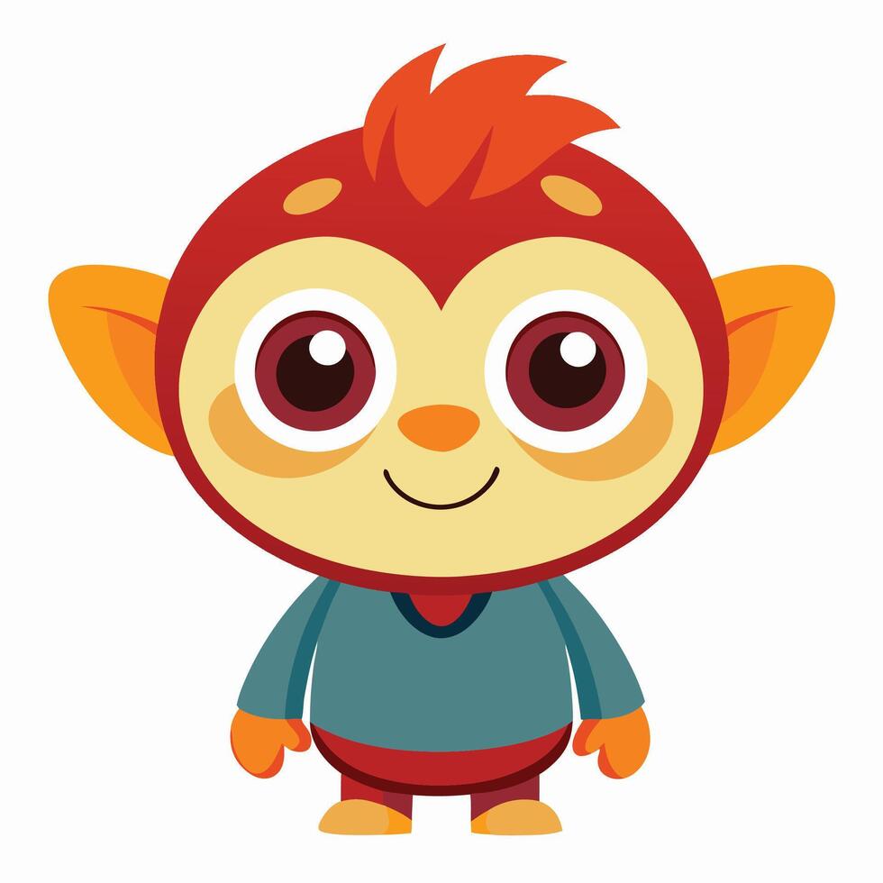a cartoon monkey with red hair and blue eyes vector
