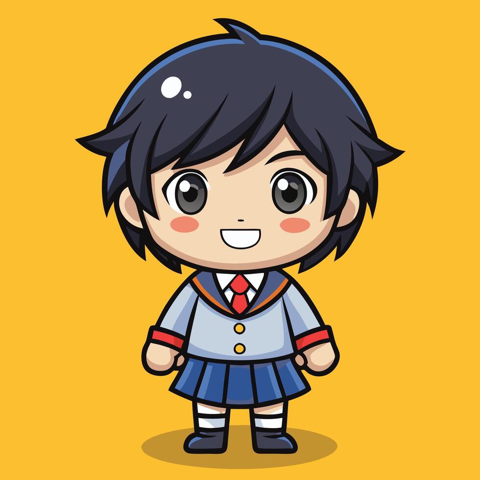 a cartoon character of a girl in school uniform, vector