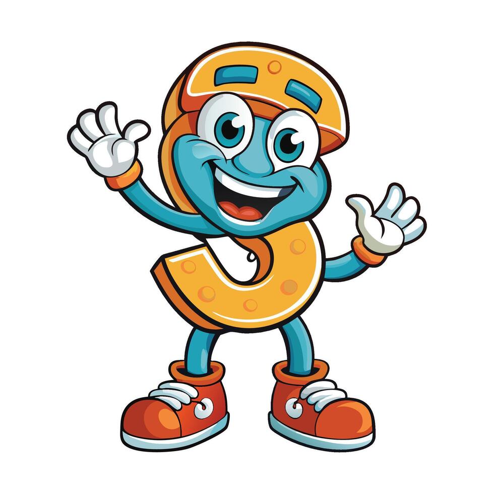 a cartoon character of the number five holding up his hands vector