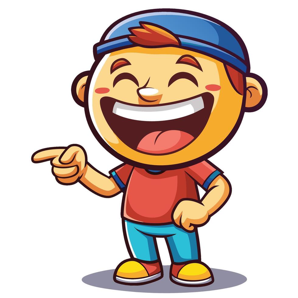 cartoon boy pointing at something on a white background vector