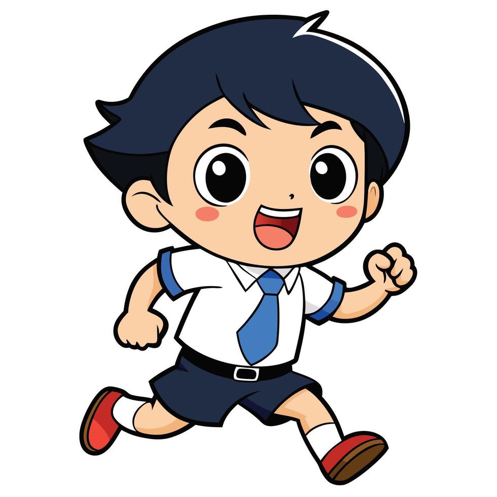 a cartoon boy running with a tie on, vector