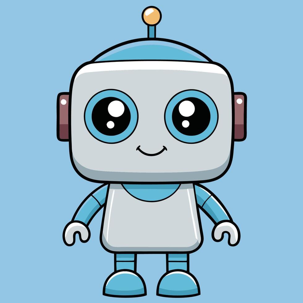 cute robot illustration white background on a white background, vector