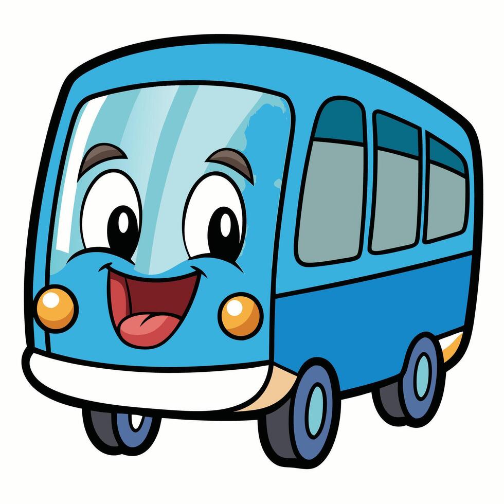 a cartoon bus with a smile on its face ,white background vector