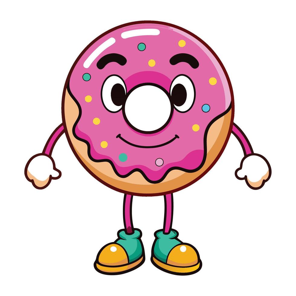 a cartoon donut character with arms on a white background, vector