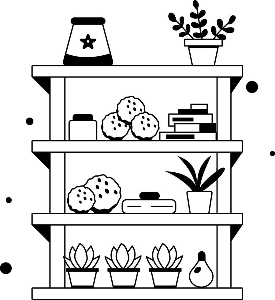 A glyph illustration of grocery shelf filled with cookies and other items vector