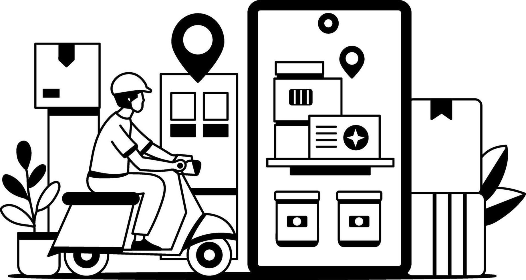 Online order illustration in glyph style vector