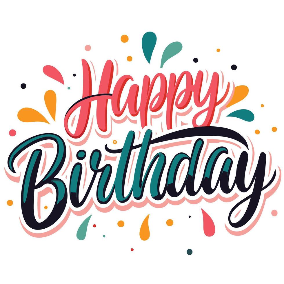 happy birthday lettering design illustration ,white background, vector