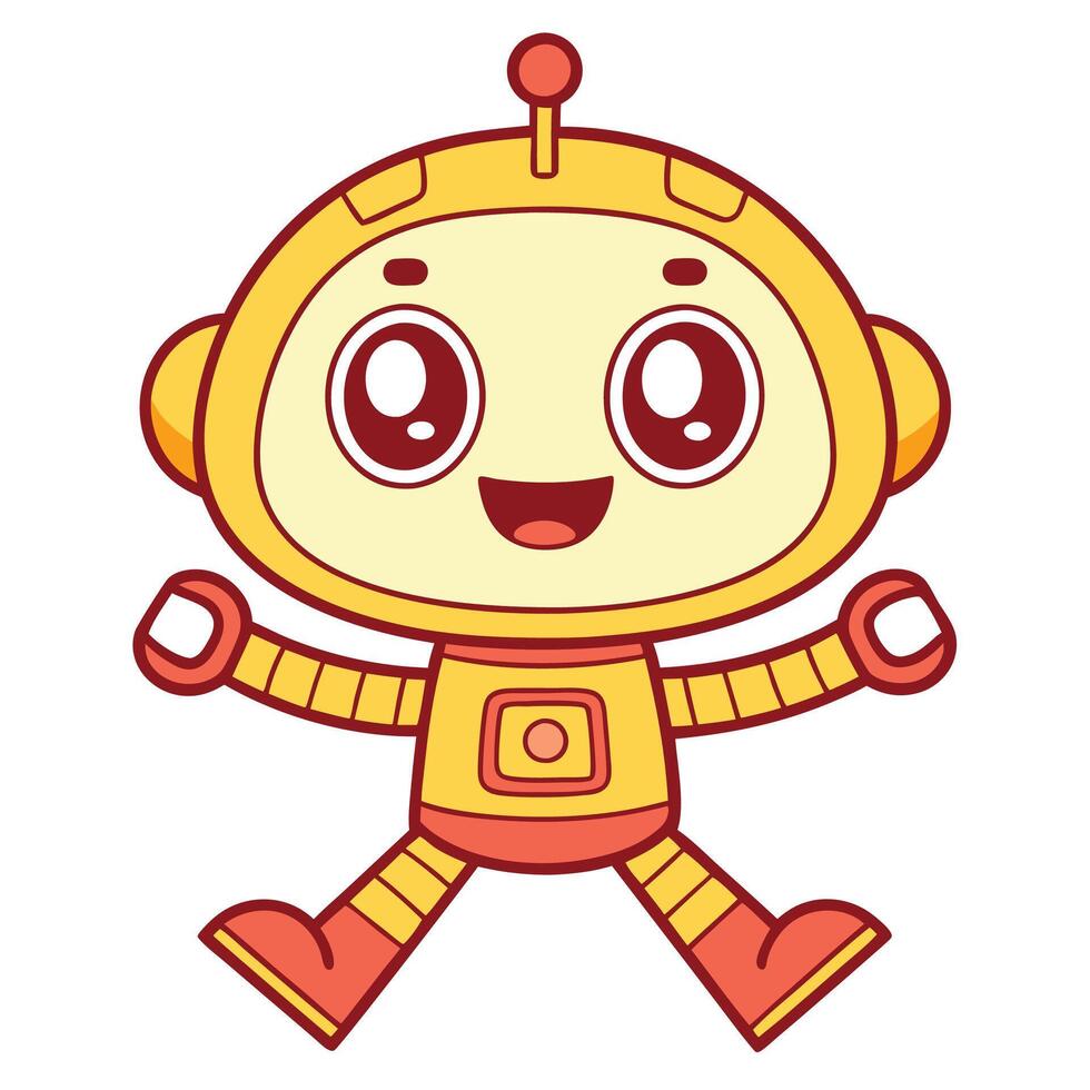 cute robot illustration on a white background, vector