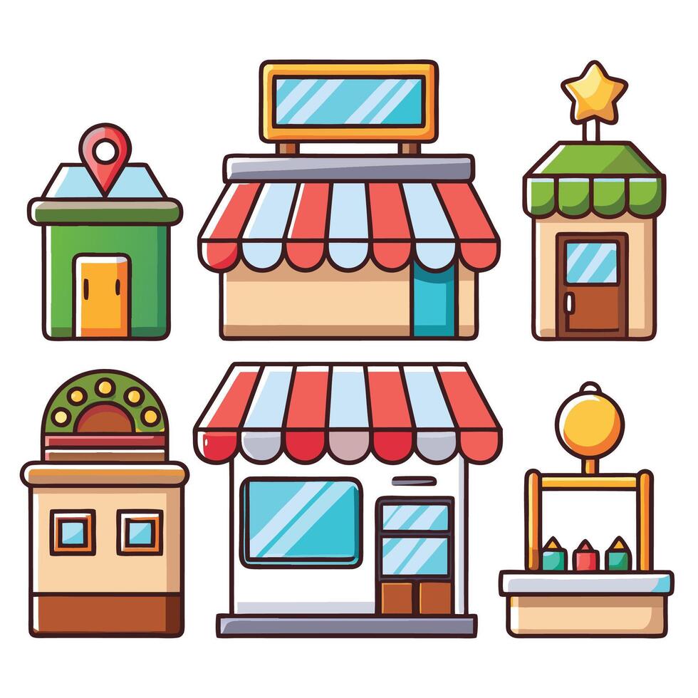 retail store icons set illustration on a white background vector
