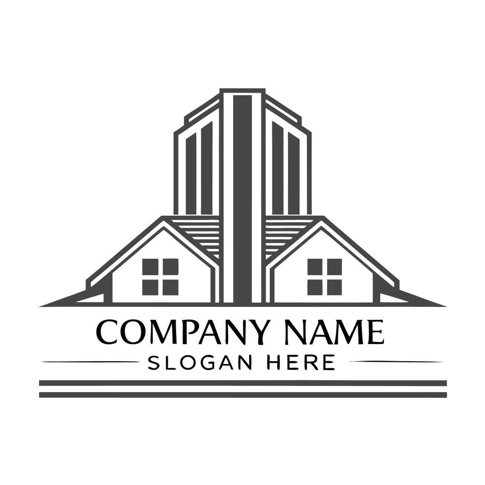 a house logo with a roof and windows on a white background vector