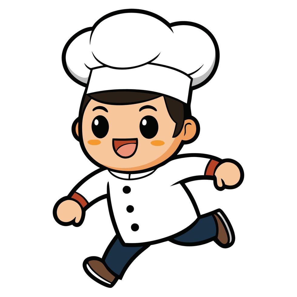 cartoon chef running illustration white background vector
