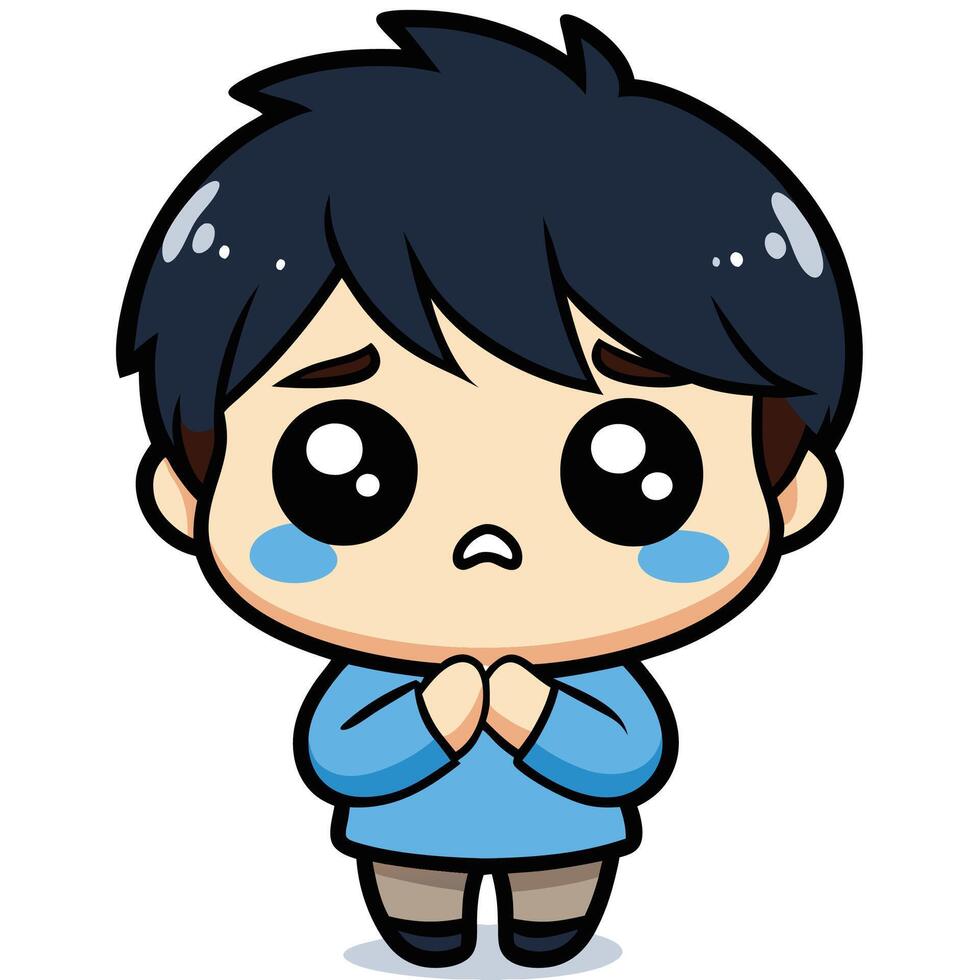 cute boy praying illustration on a white background vector