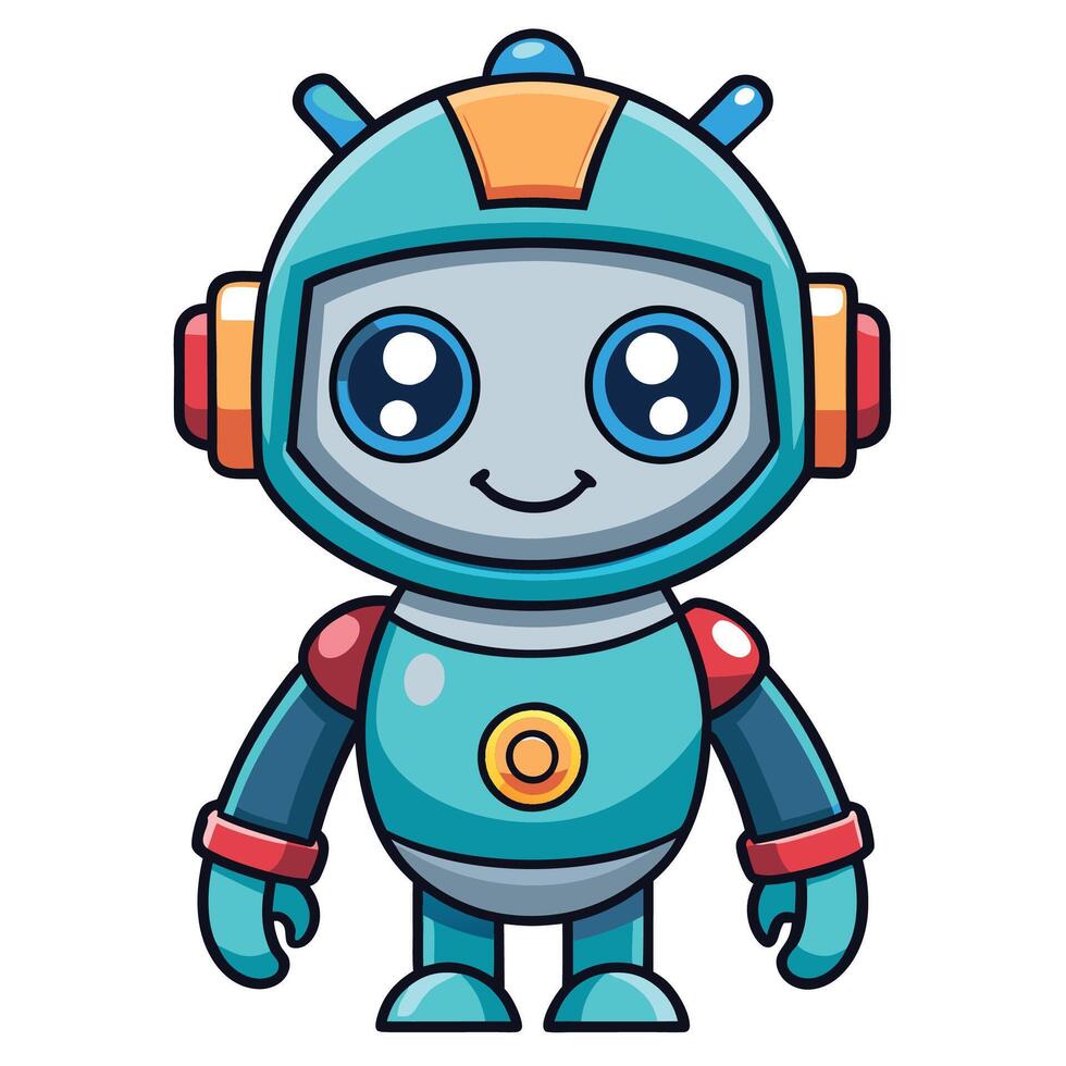cartoon robot white background, vector