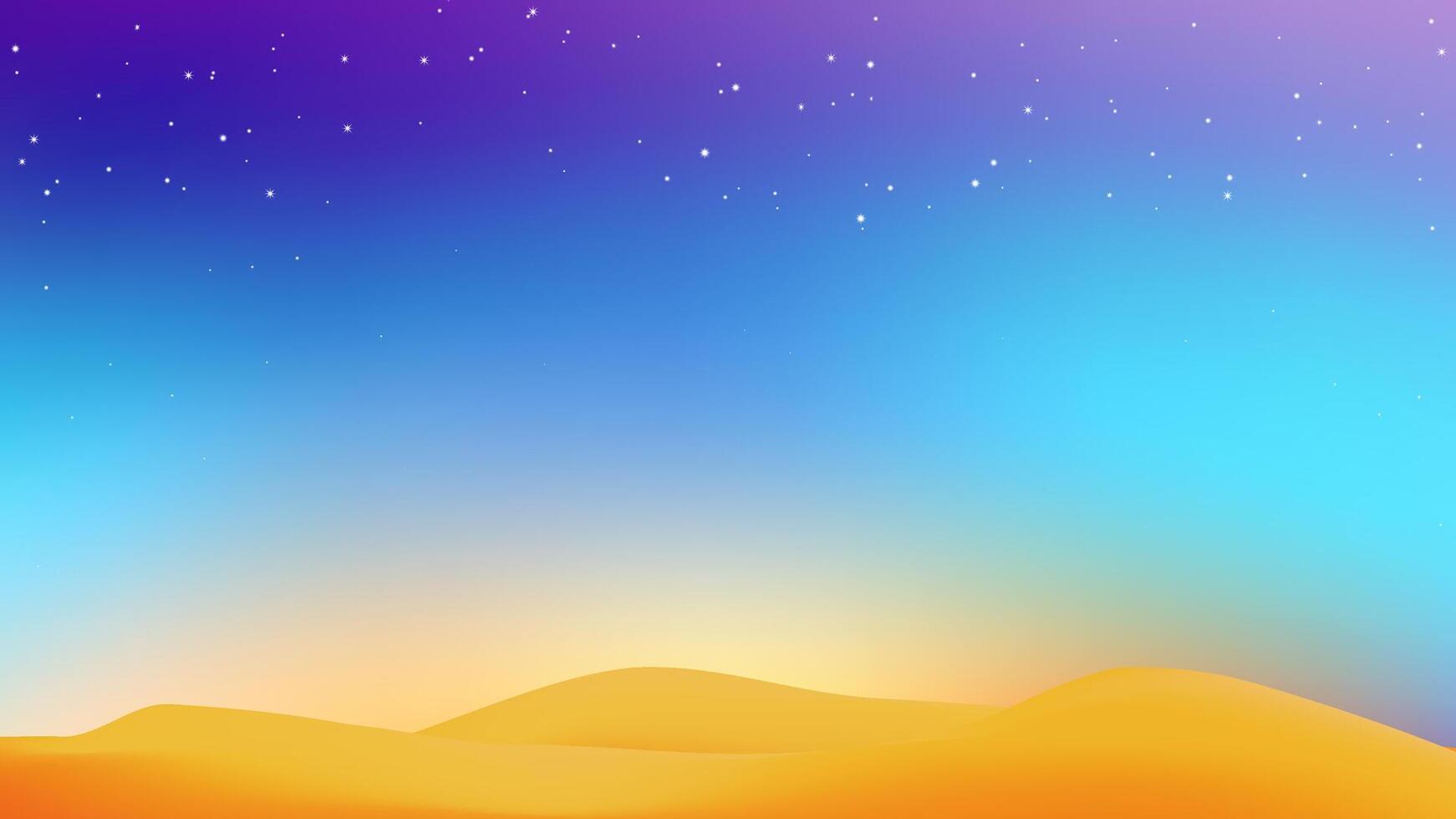 Sunrise desert landscape with sand dunes for banner or background realistic cartoon of nature vector