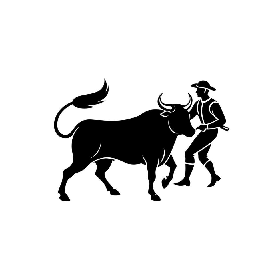 Bull Riding Silhouettes vector