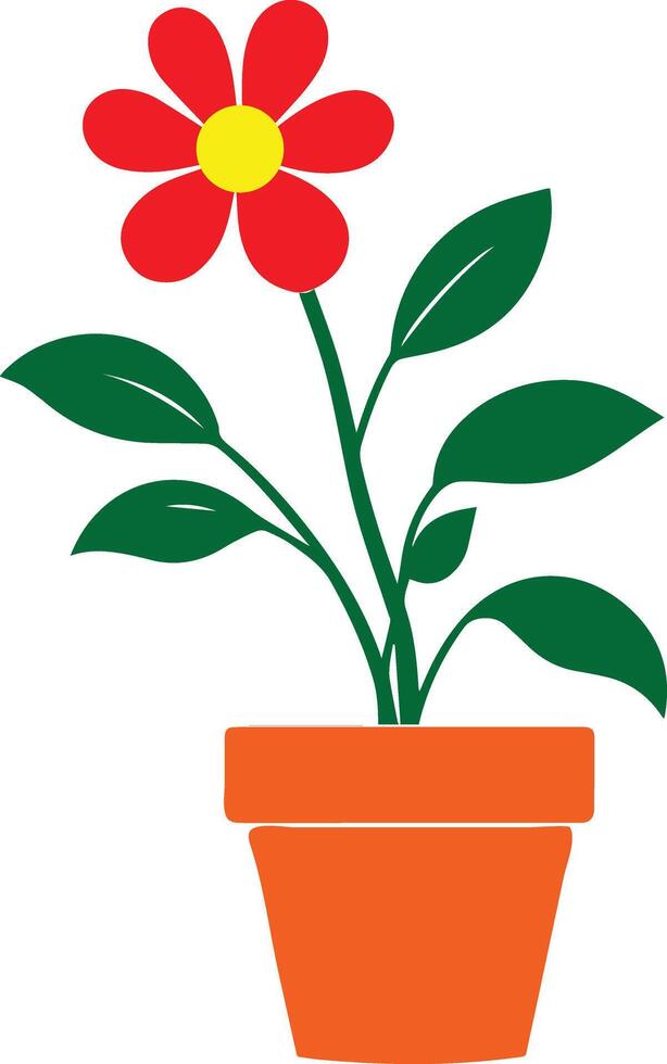 A beautiful red flower plant in a stylish pot vector