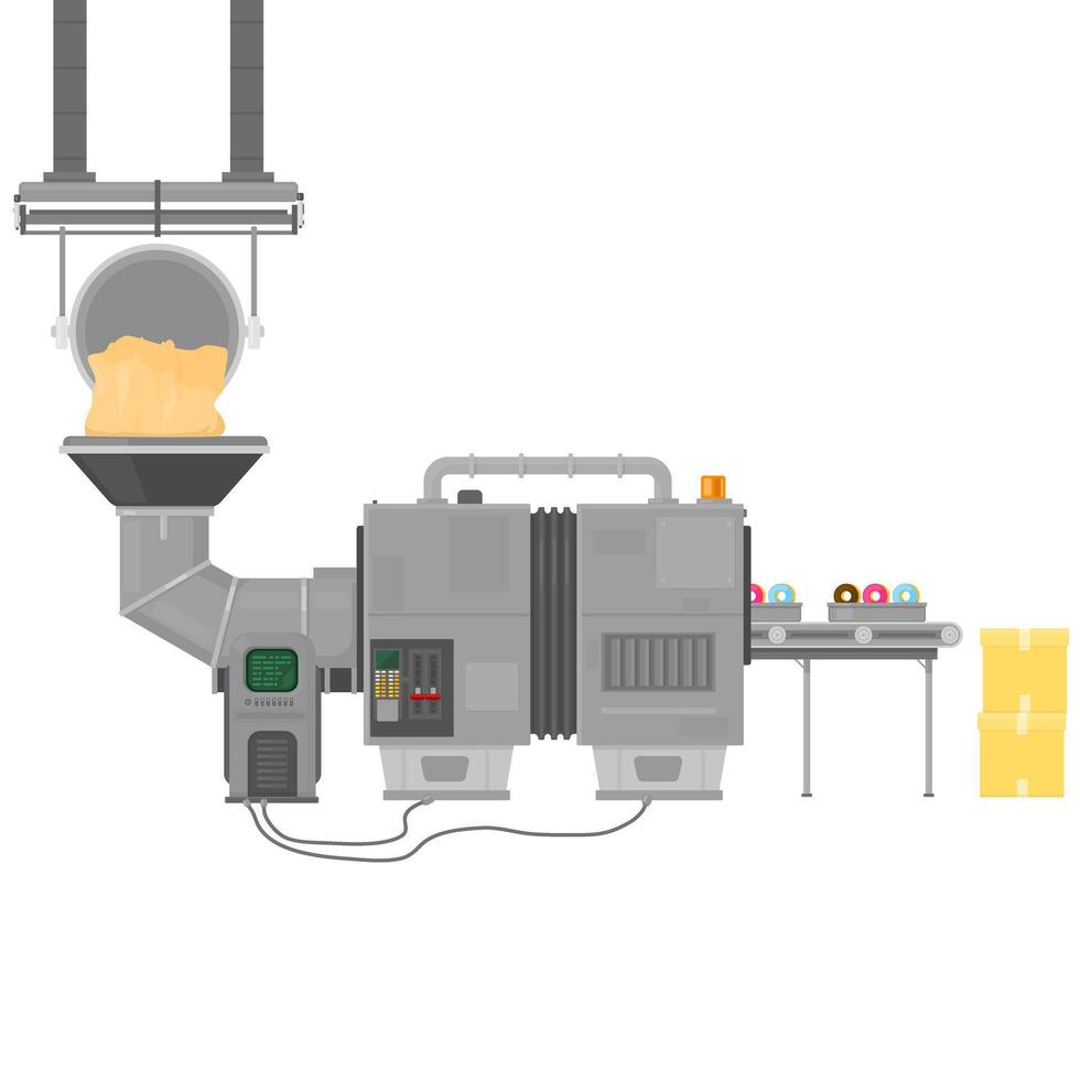 Confectionery production line Factory Processing Plant Flat Icon Illustration vector