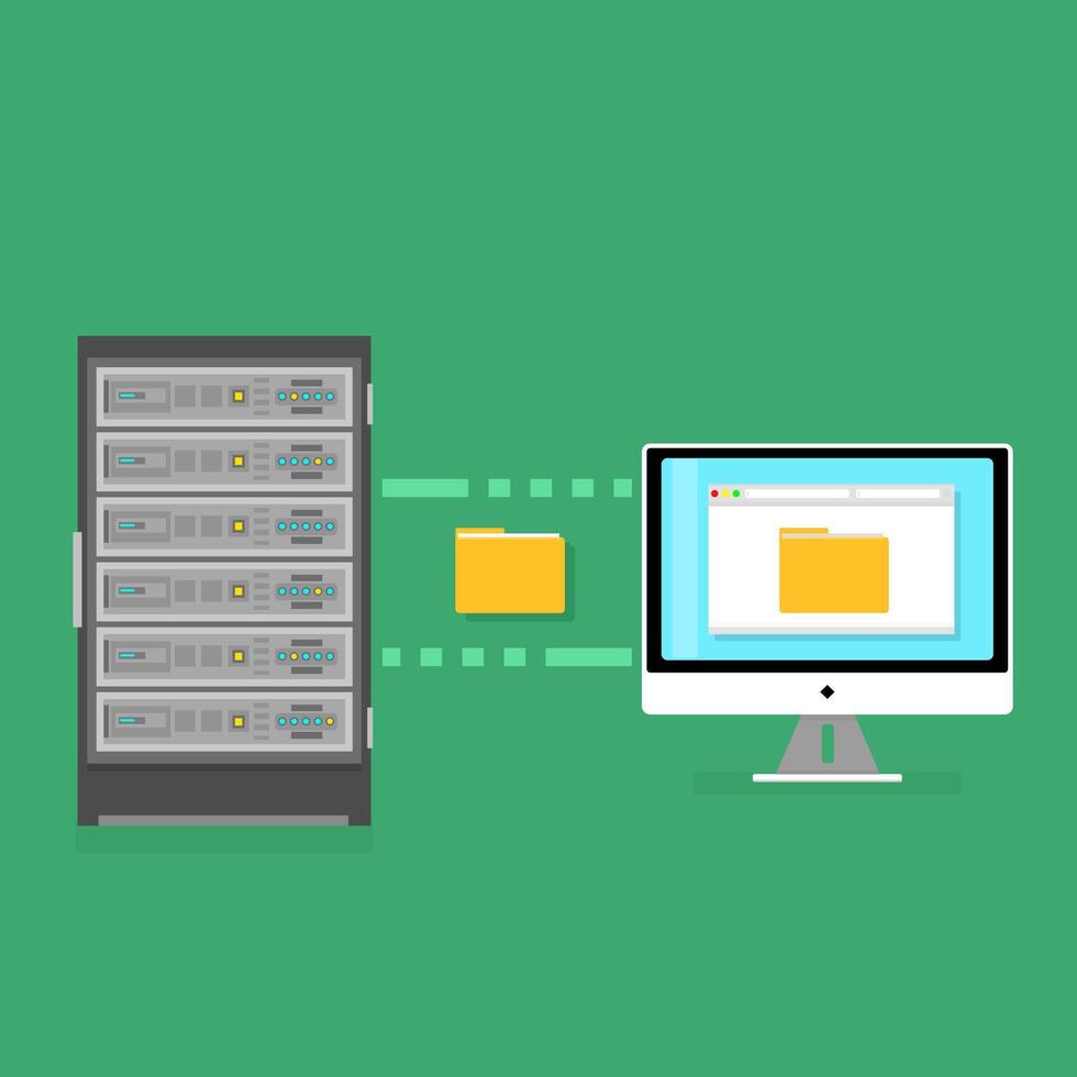 Server File Data Transfer To Computer Icon Illustration vector