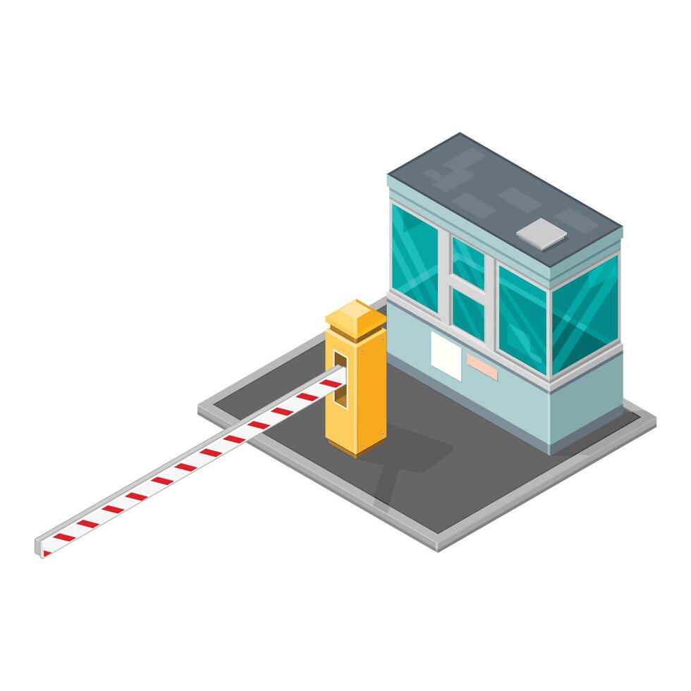 Isometric High Security Booth with Gate - Color Icon Illustration vector