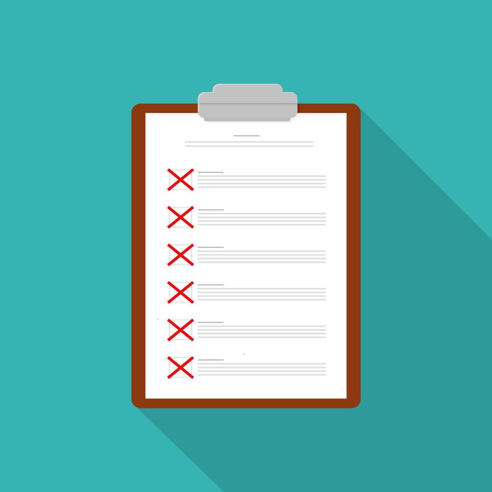Failed Check List Document Clipboard Flat Icon Illustration vector