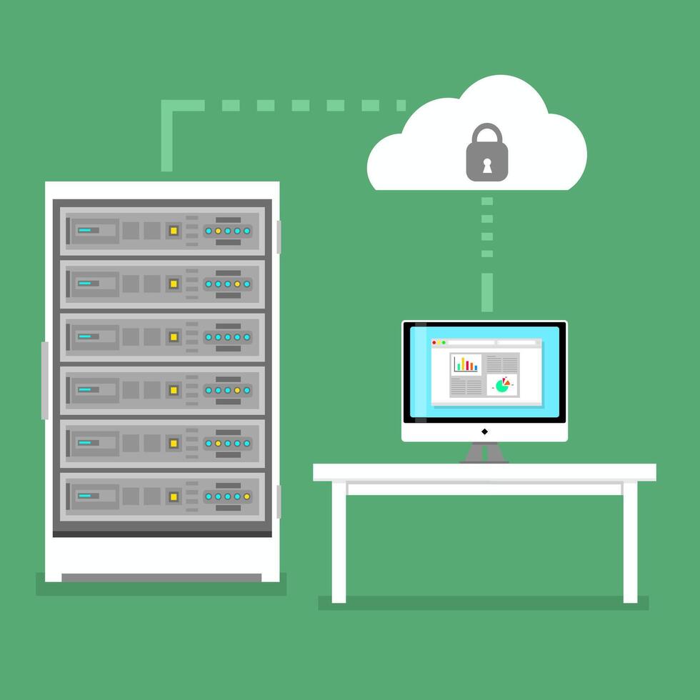 servidor datos transferir a computadora icono ilustración vector