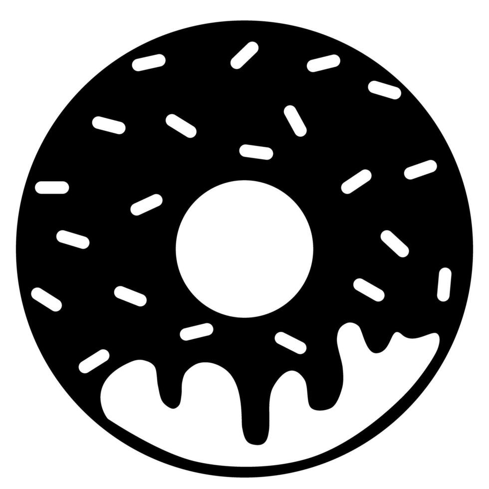 Donuts With Sprinkles Chocolate Topping Black Silhouette Icon illustration vector