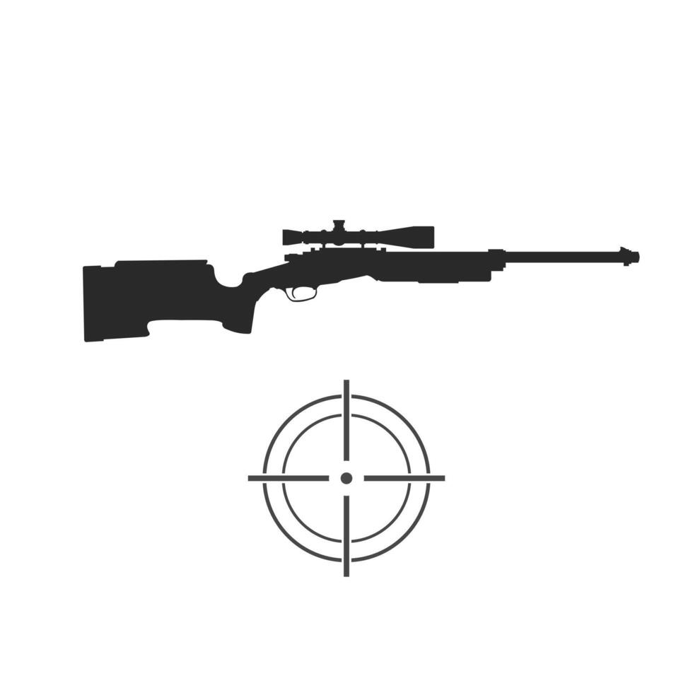Hunting Rifle and Target Scope Black Icon illustration vector