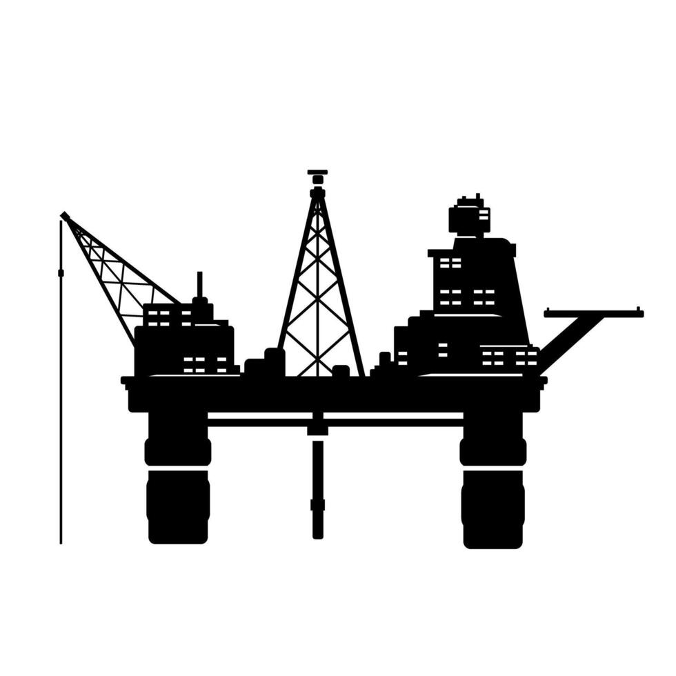 Oil Rig Drilling Fossil Fuel Production Icon Black Illustration vector